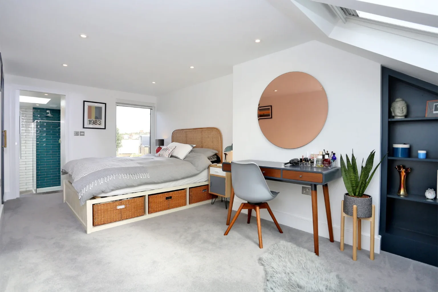 L-shaped dormer loft conversion bedroom with skylight and ensuite - Tooting SW17