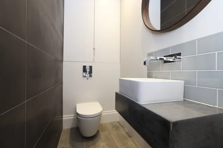 Modern bathroom with toilet and sink — Sheen SW14