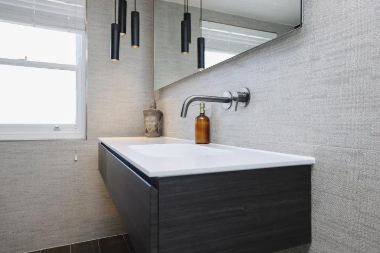 Modern bathroom sink with wall-mounted faucet — Sheen SW14