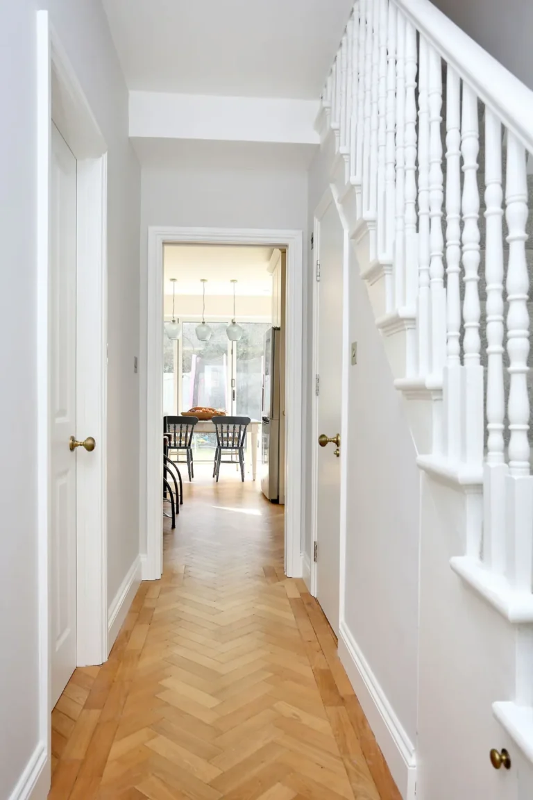Hallway leading into the extended kitchen — Chiswick W4